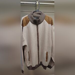 Men Brown and Tan Zip-Up Jacket